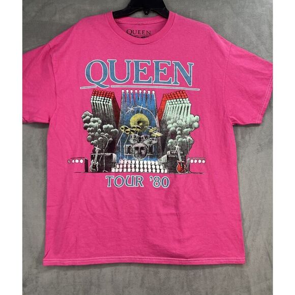 New Urban Outfitters Queen Distressed Oversized Tee One Size Pink Crew Neck - Picture 3 of 7